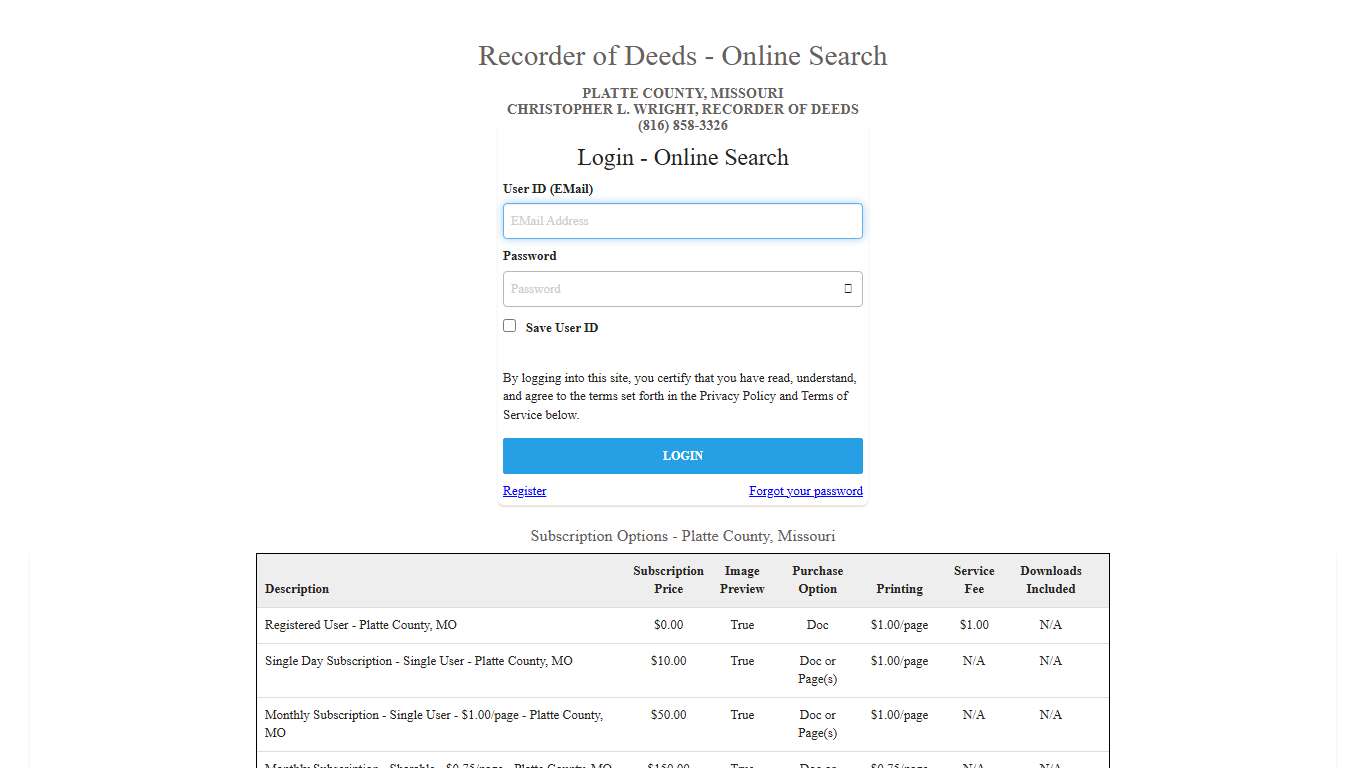 iRecord Search - Platte County, Missouri
