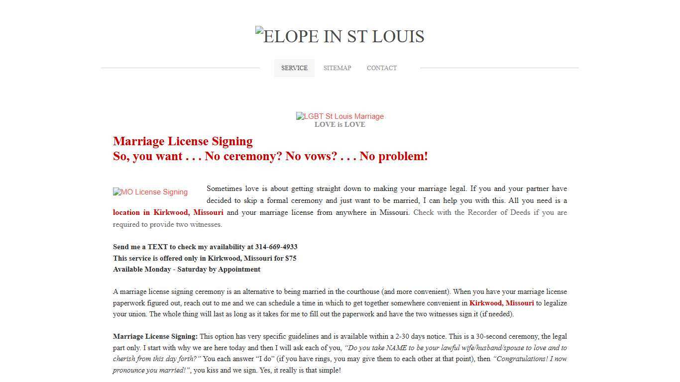 Marriage License Signing $75 - ELOPE IN ST LOUIS